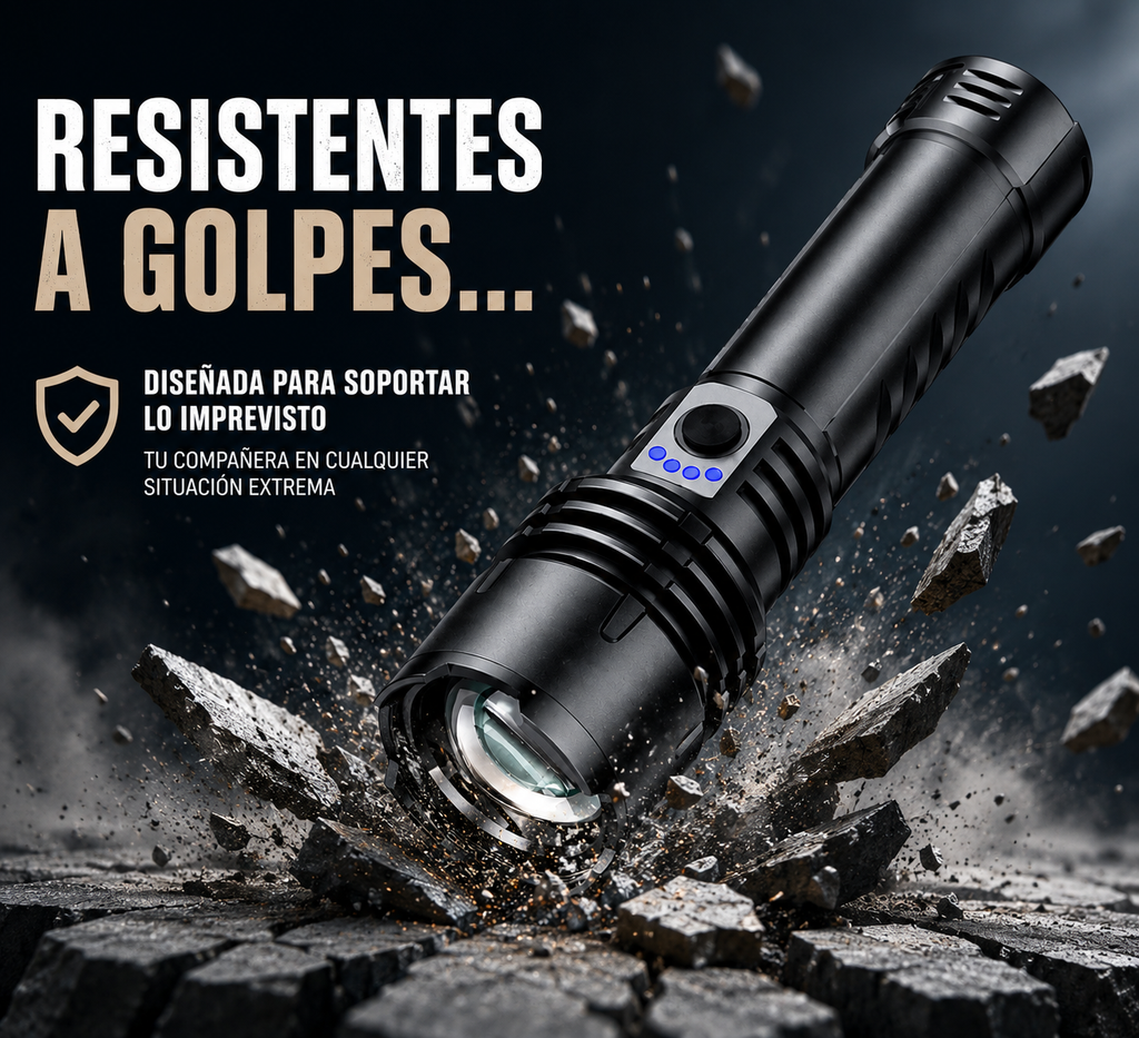 MEGAFIRE Linterna Táctica LED Recargable con Zoom y Modo SOS