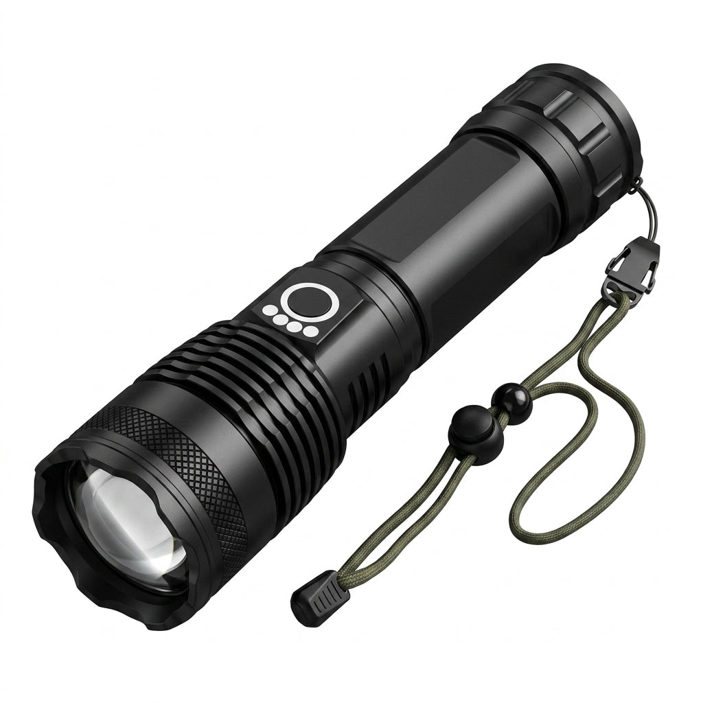 MEGAFIRE Linterna Táctica LED Recargable con Zoom y Modo SOS